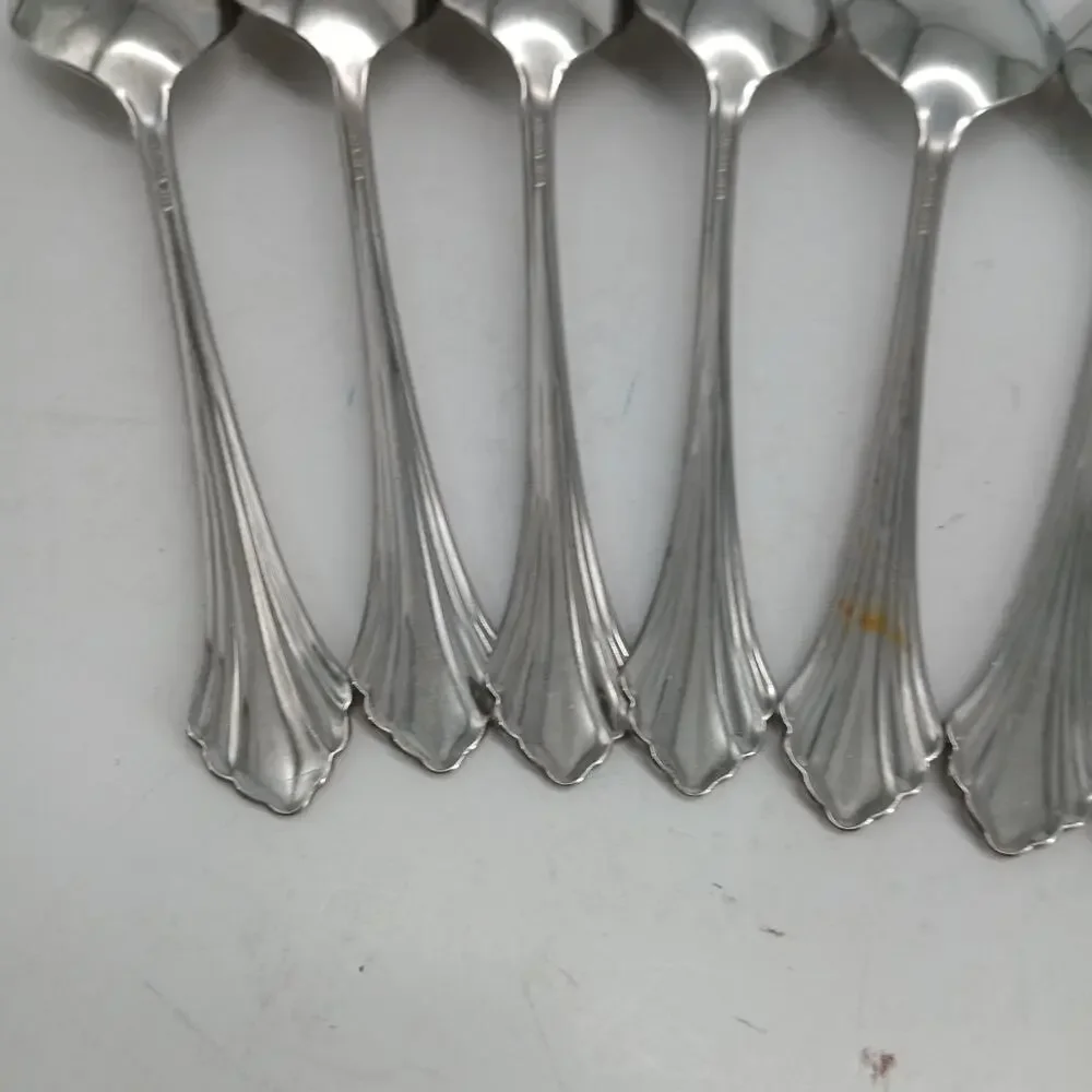 8X Tbsp Oneida Bancroft Table Spoons Glossy Stainless Steel Flatware